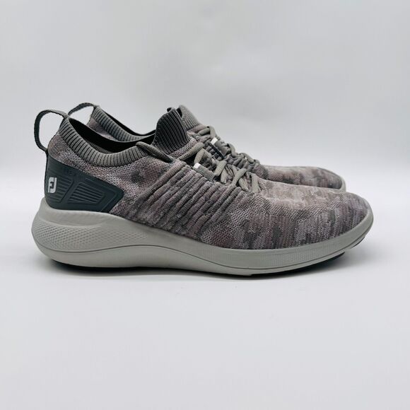 FootJoy Golf Flex XP Mens 8.5 Gray Camo Knit Spikeless Shoes Athletic Cleats - Picture 1 of 12